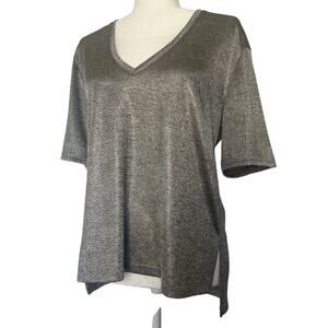 Anthropologie Pilcro Soft Gold Shine Shell Jordyn Perfect Oversized V‎ Neck Top